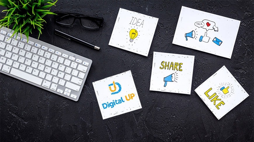 Digital up diensten die we aanbieden van webdesign, sociale media.