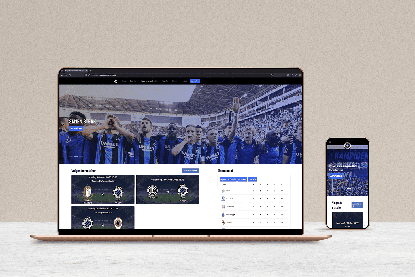 Webdesign realisatie supportersfederatie Club Brugge