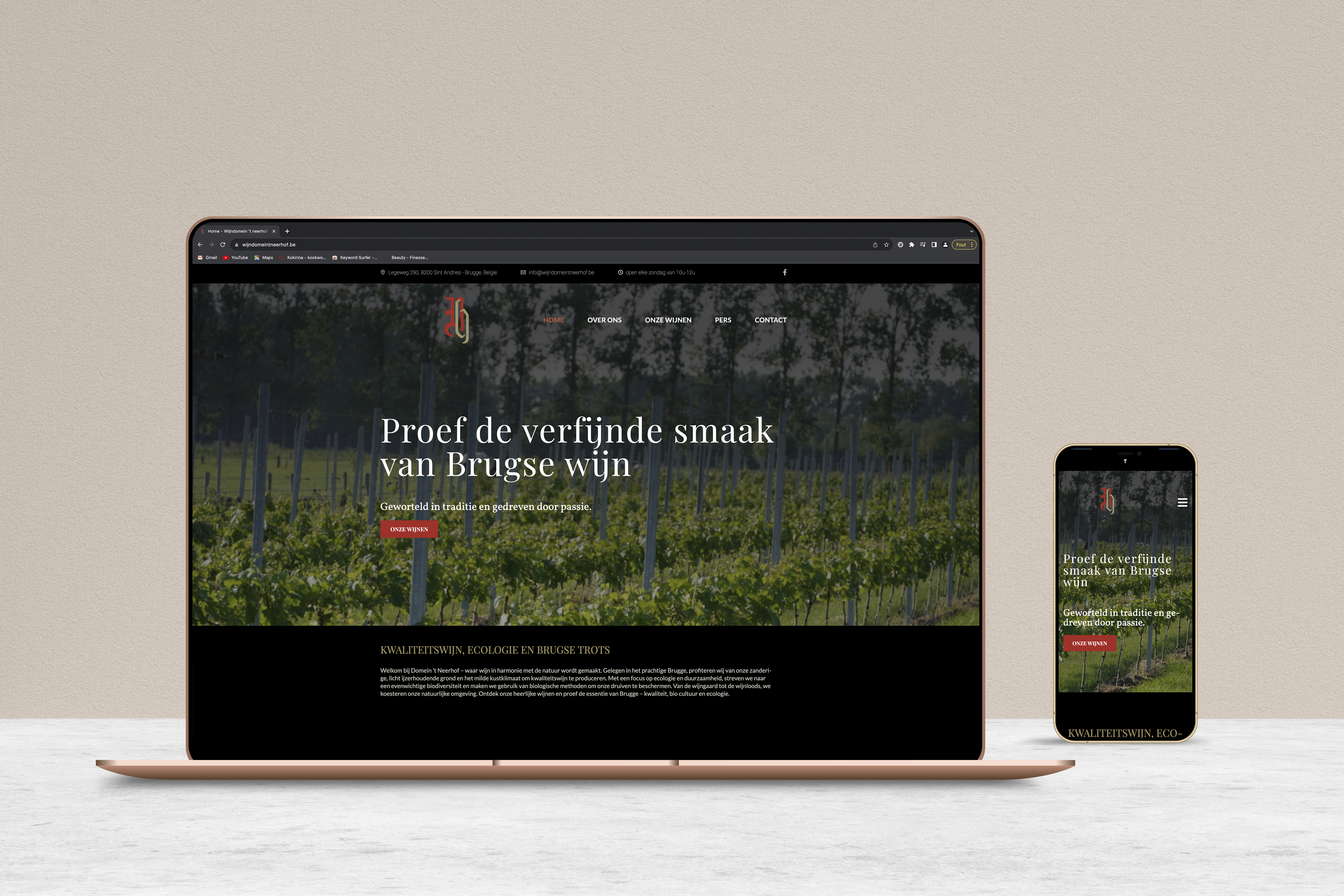Webdesign realisatie Wijndomein t Neerhof